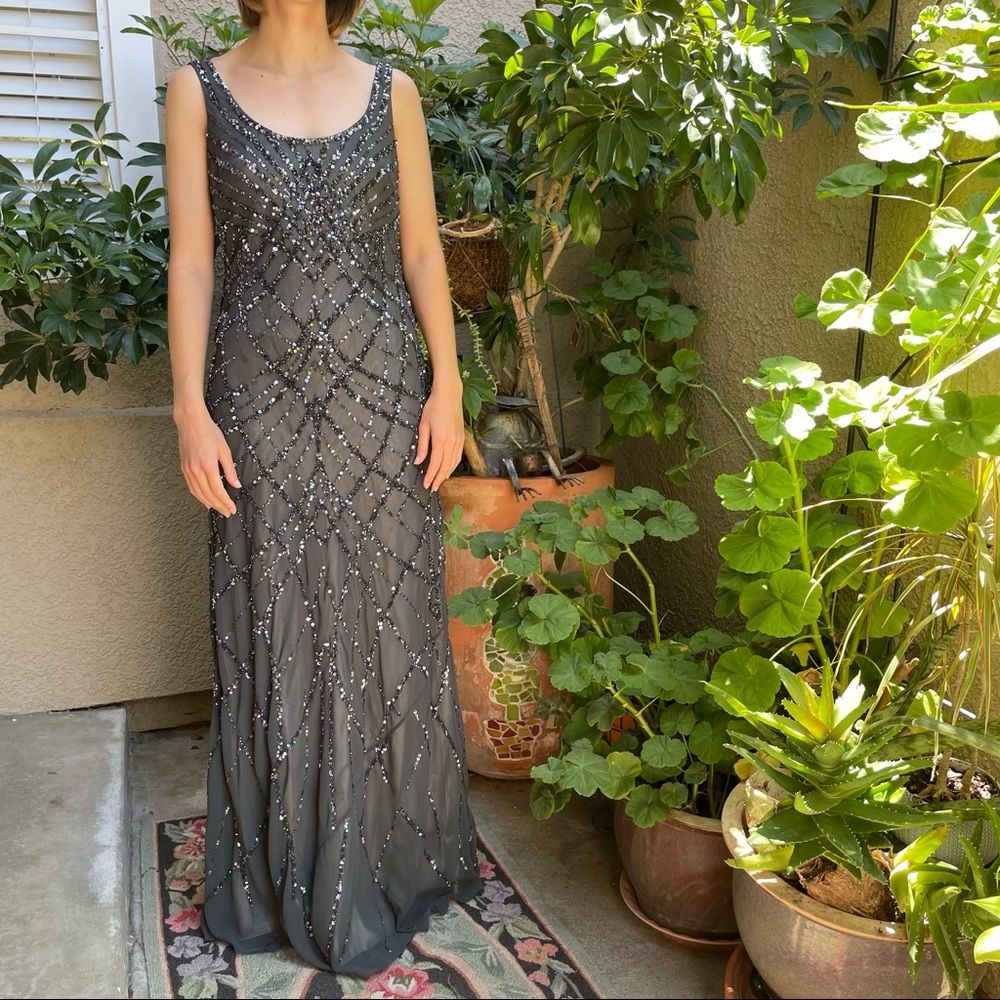 New dark gray Adrianna Papell maxi dress